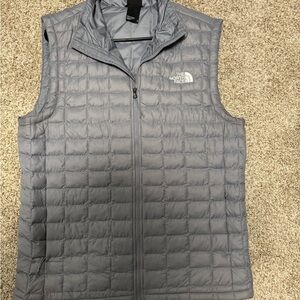The North Face Gray Quilted Vest with Stand-Up Collar
